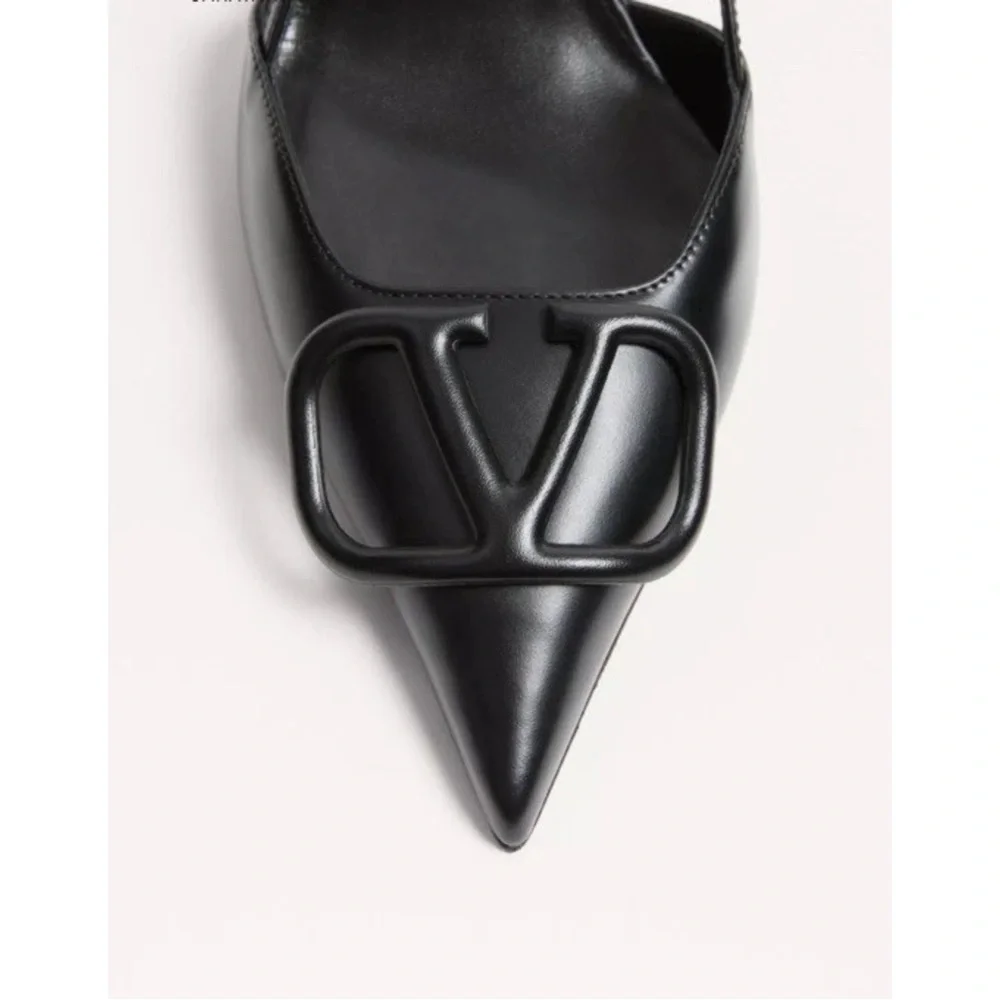 Valentino Black Slingback Heels with Buckle Detail - Picture 6 of 8